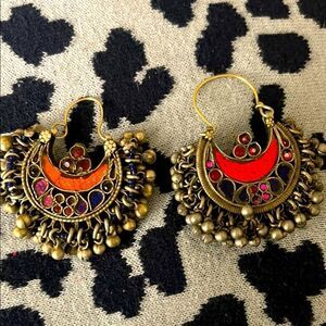 Bohemian KUCHI Silver Plate and Multicolor Earrings